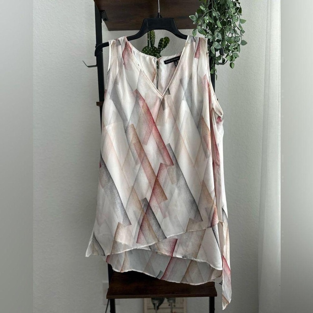 White House Black Market Abstract Pattern Blouse
